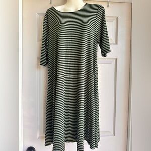 New Womens Old Navy 1/2 Sleeve Shirt Dress Size M Green Black Striped